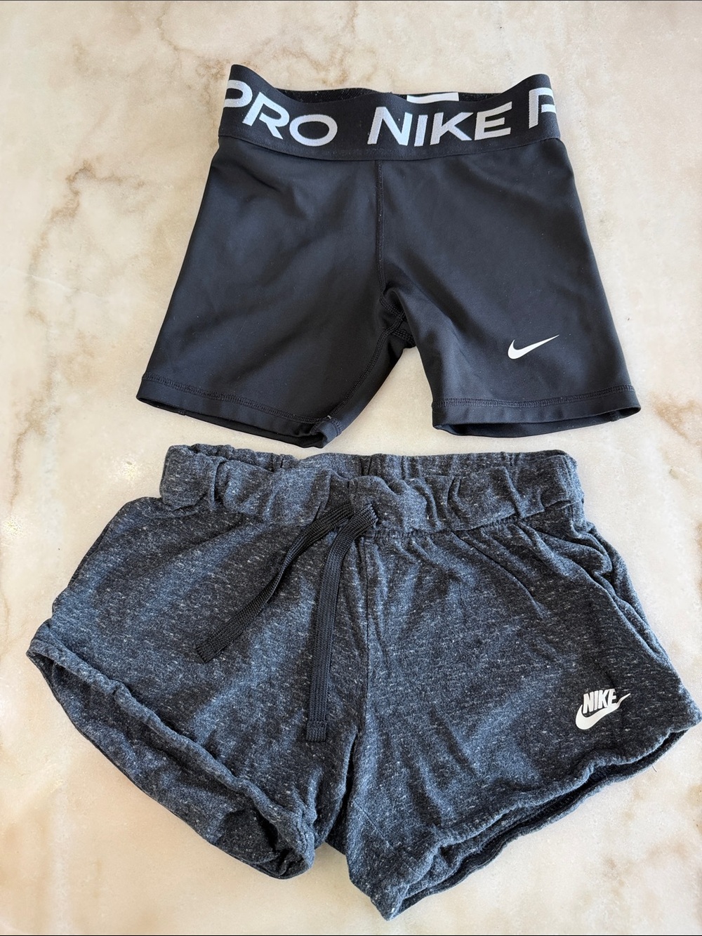 Nike Black Performance Bike Shorts & Charcoal Heather Casual Shorts